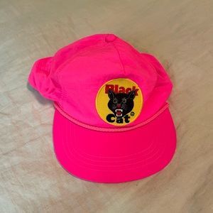 Rare Black Cat Fireworks Hat in Pink
